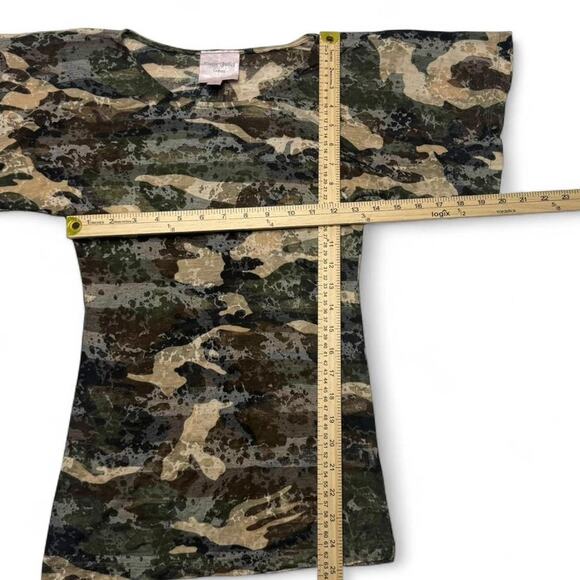 Romeo & Juliet Couture Y2K Camo 2000 Scopp Neck Top Bat Wing Sleeves Top Size XS - Picture 4 of 5